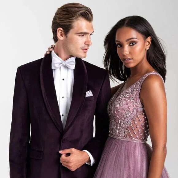 Velvet Blazer - Mens Blazer - Dinner Jacket "Venice" Aubergine Velvet Dinner Jac